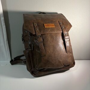 Wrangler Dark Brown Vegan Leather Backpack